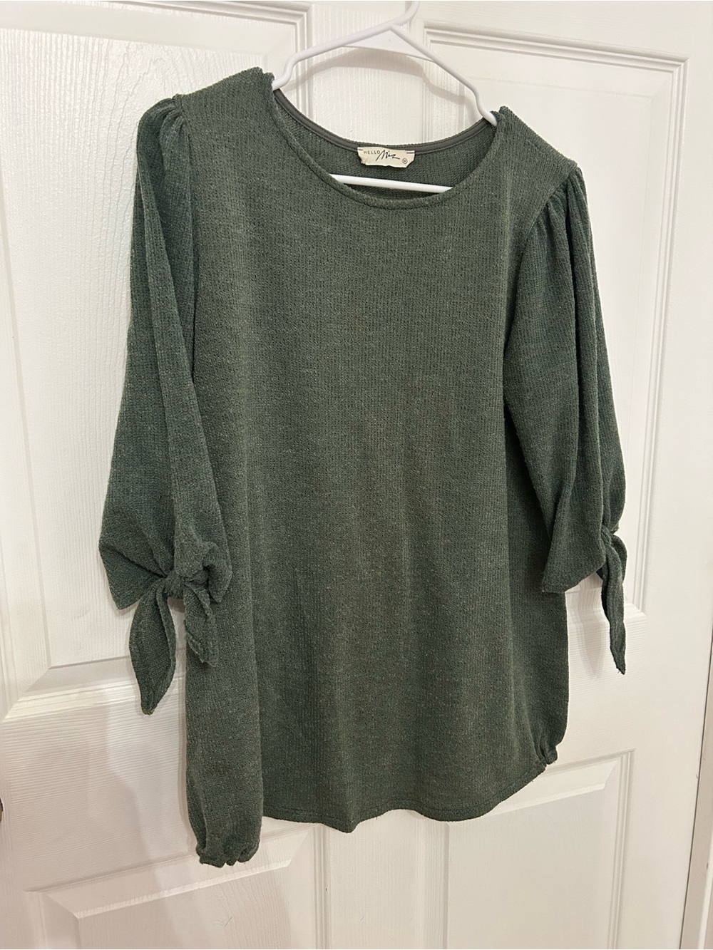 Hello MIZ Maternity Olive Green Tie-Sleeve Top